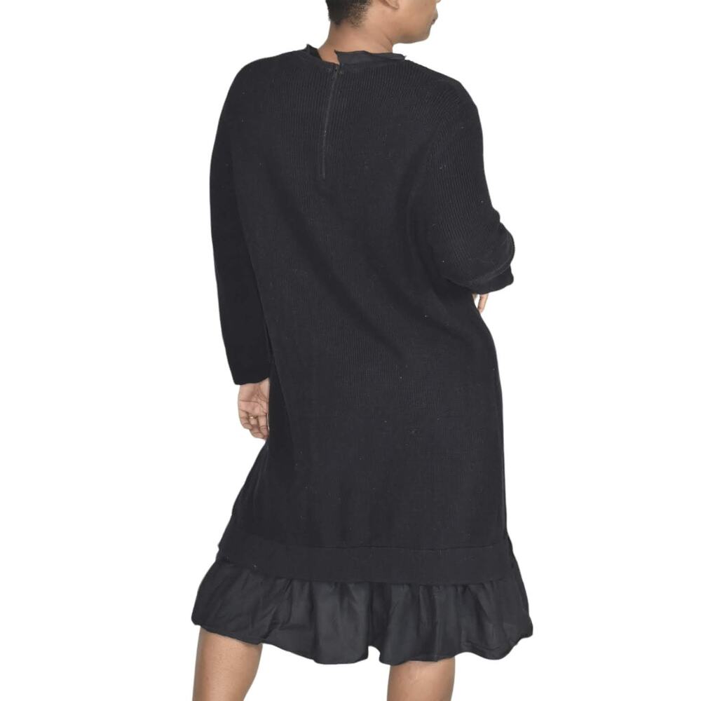 COS Sweater Dress Blue Navy Ruffle Hem Knit Ruched Overlay Layered Size Large - Picture 2 of 14